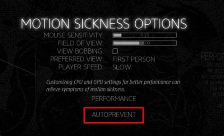 How do I stop motion sickness in games?